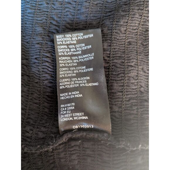 Anthropologie Maeve Black Smocked Tube Top Bandeau Medium - Picture 3 of 4